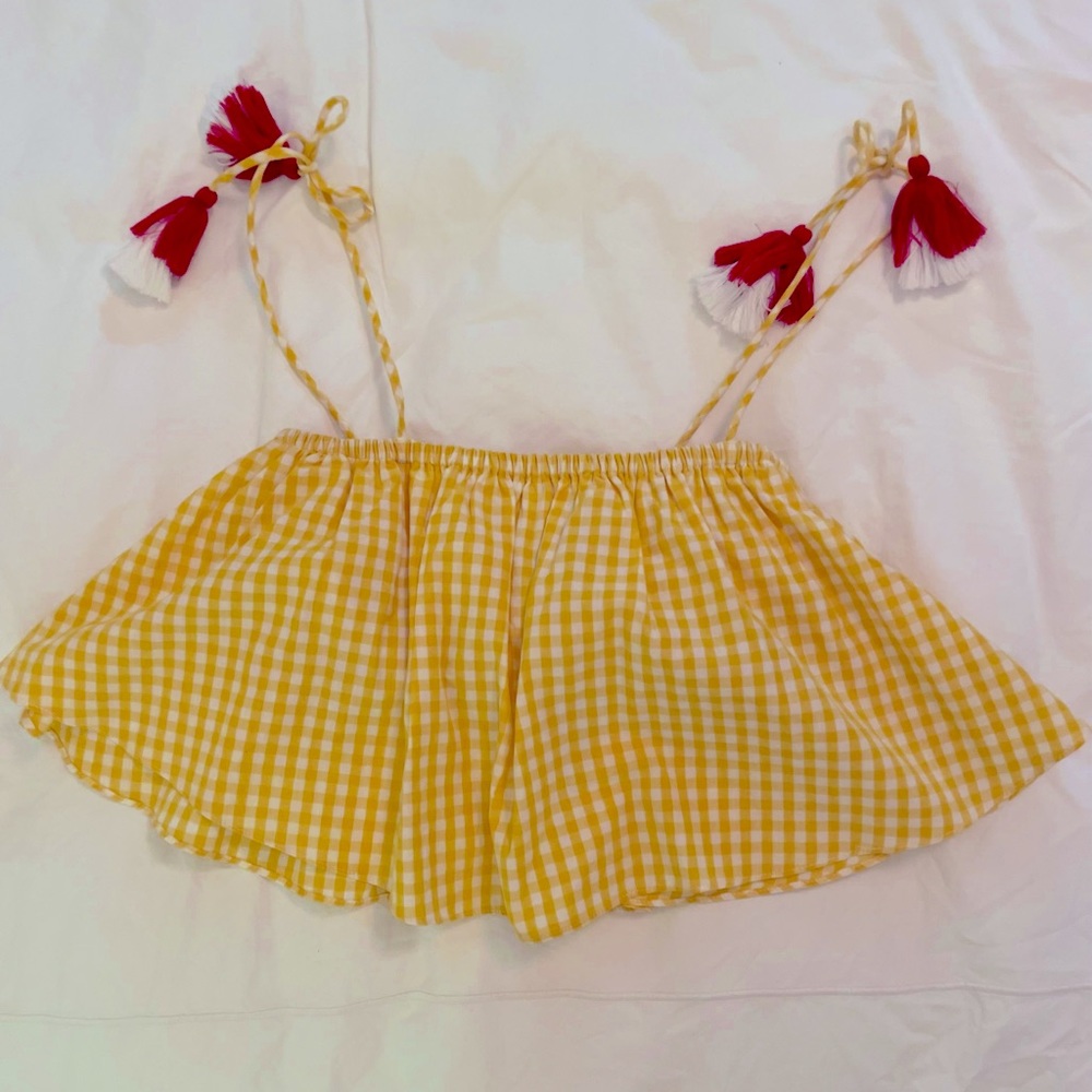 Kos Resort yellow gingham top